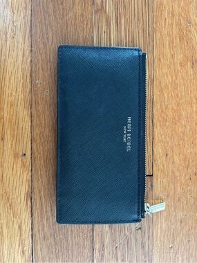 Henri Bendel Black Wallet with Gold Zipper